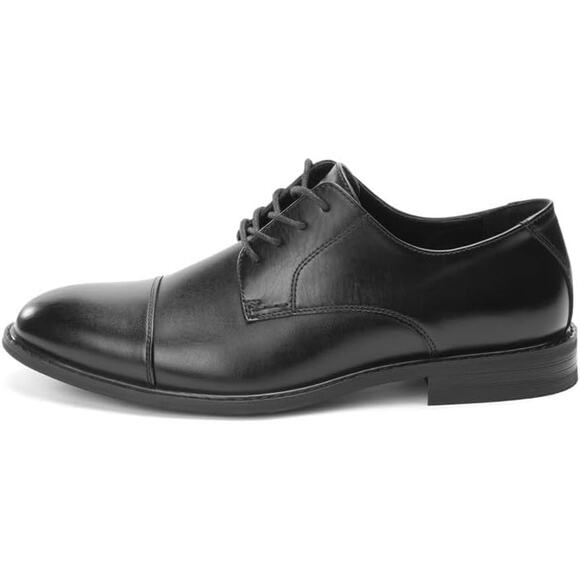 Cusolamore Mens Size 10 Black Lace Up Wingtip Faux Leather Classic Dress Oxfords - Picture 4 of 7
